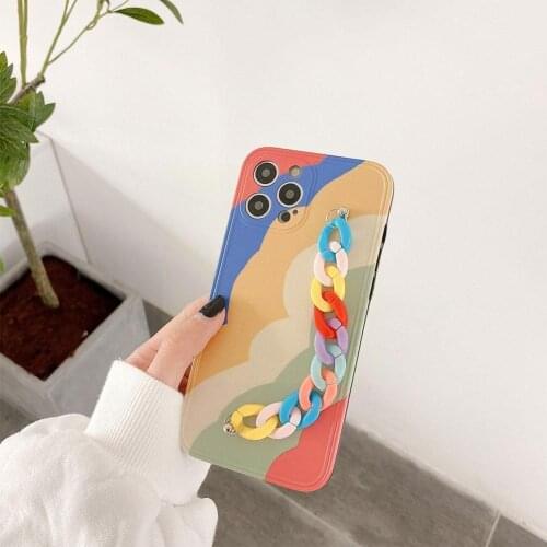 Childlike Graffiti Girl Simple Cute Rainbow Chain Label 12 Shockproof Shockproof Phone Cases Shells For Phone Soft Shells Bra