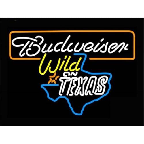 Budweiser Wild Texas Map Custom Handmade Real Glass Tube Beer Bar KTV Store Club Advertise Decoration Display Neon Sign 24"X20"