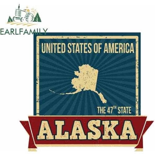 EARLFAMILY 13cm x 11.5cm Funny Auto Car Stickers for Alaska USA 47th State Graphics Decals Vinyl Car Wrap Creative Decoration