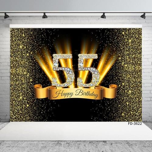 Golden Sand Glitter Diamond Photography Backdrops Computer Printed Backgrounds for 55 Birthday Party Photocall Photo Studio