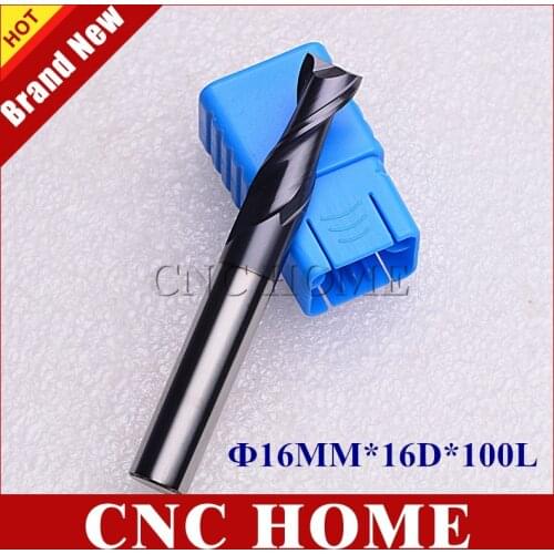 1pc hrc45 16mm 2 Flute Tungsten Carbide CNC Router Bits Lathe Milling Tools Cutter End Mill for Metal Cutting 16MM*16D*100L