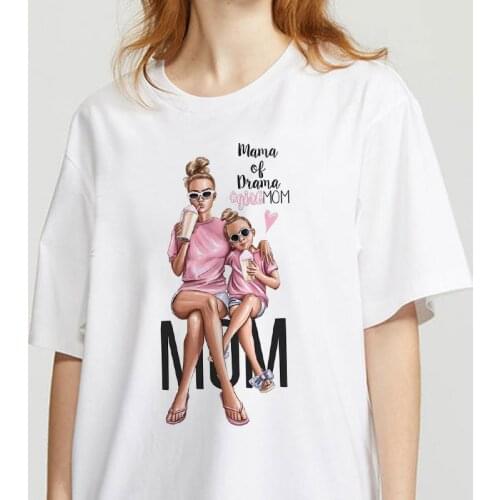 Mother and daughter Print T-shirt family Sleeve Fun T-Shirt Lady Casual sweet heart T-shirtSummer Harajuku Top T-shirt