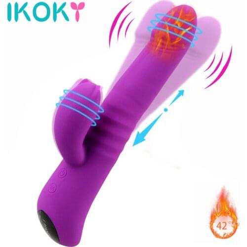 G Spot climax Dildo Rabbit Vibrator Women Rotating Dual Vibration Silicone Female Heating Clit Clitoris Massager Sex Toys Women