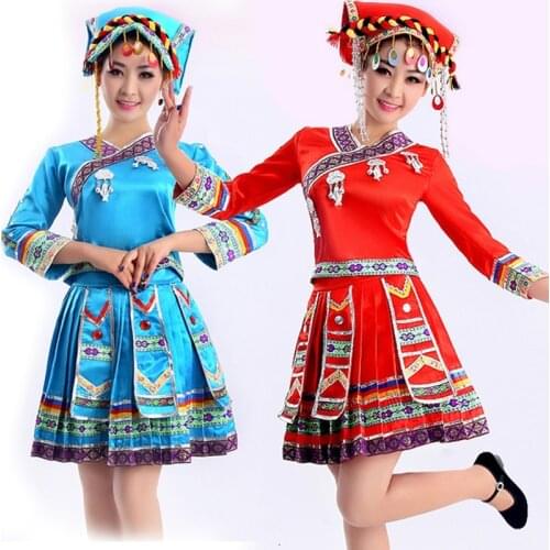 Hmong chinese clothes design women Chinese folk dance classical hmong dance custom clothes hmong dress stage dance wear FF2000