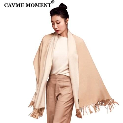 CAVME CUSTOM Name/ Logo Pashmina Wool Scarf Unisex Basic Long Scarf for Mens Winter Scarves Double Colors 310g 70*180cm