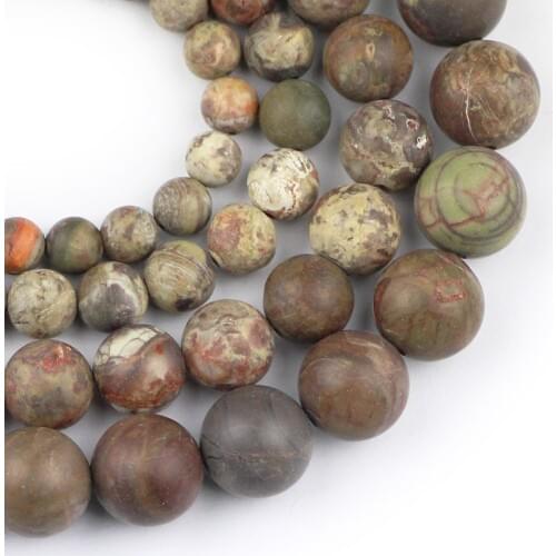 YHBZRET Natural matte Ocean Stone Spacer Round ball 6/8/10/12mm Loose beads for jewelry making bracelet necklace DIY Accessories