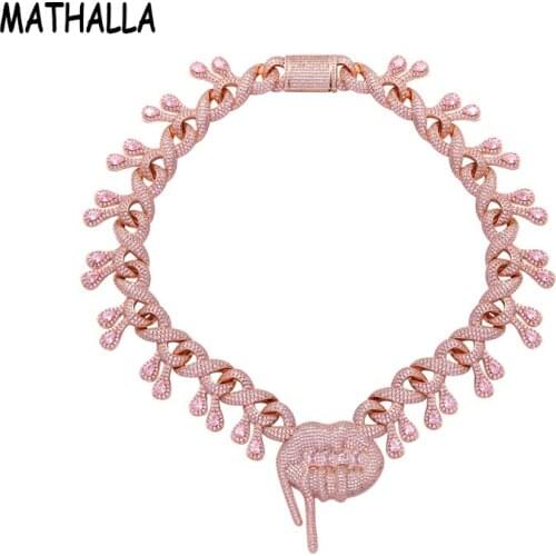 MATHALLA 27mm Drooling Pendant Necklace High Quality Miami Cuban Chain Necklace Mens and Womens Jewelry Gifts