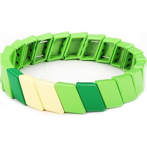 Summer Jewelry 2020 Green Enamel Tile Braclet Femme Jewerly Handmade Bracelet Braided Wristband Girlfriend Couples Bracelet