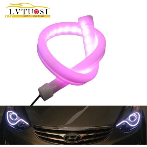 LVTUSI 2 Pcs 45CM LED Flexible DRL LED With Turn Signal LED Tube Light White Yellow Daytime Running Light Switch DRL BB