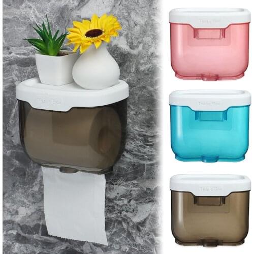 Multifunctional Wall Mount Toilet Paper Holder Mobile Phone Storage Shelf Toilet Tissue Rack Bathroom Waterproof Tissue Box