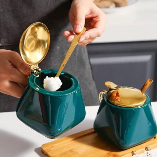 Seasoning Box Set Golden Lid Household Combination Monosodium Glutamate Salt Shaker Seasoning Storage Box Seasoning Chili Jar