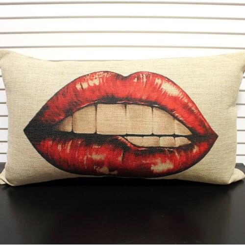 Sexy Red Lips Pillow cover,Lips Cushion cover Linen pillow case Car Office pillows Home decorative sofa cushions