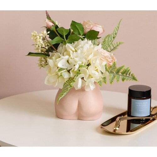 Ceramic Small Vase Human Body Vase Pink Body Shape Art Chest Butt Net Red Ins Mini Flower Pot Decoration Ornaments