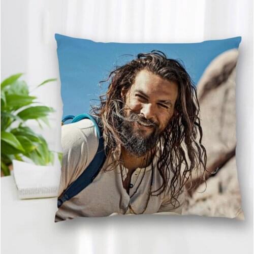 New Custom Jason Momoa Actor Pillow Slips Polyester Decorative Pillowcases Zipper Pillow Case Pillowcase Cover Square 40x40cm