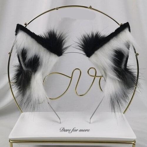 MMGG New Hand Made Work Wolf Wolves Fox Ears Hairhoop Headband Headwear Tail Set For Lolita Cosplay Costume Accessories