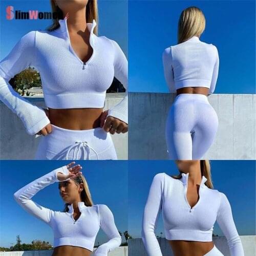 Gym Clothes Fitness Set Women Jogging Sweatpants Short Sleeve Sports Crop Top High Waist Pencil Track Pants Workout Tracksuit