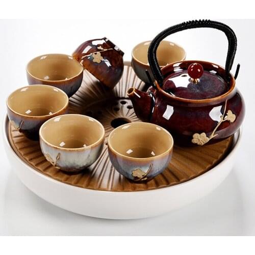 Office Chinese Tea Set Ceramic Luxury Vintage Kung Fu Tea Set Retro Japanese Teapot Tetera Japonesa Teaware With Tray EF60CJ