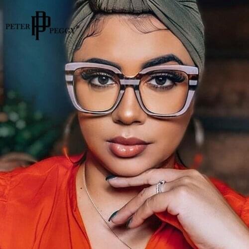 Anti Blue Light Glasses Women Oversized Square Eyeglasses Optical Spectacle Frame Comupter Blue Light Blocking Eyewear