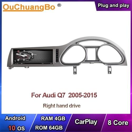 Ouchuangbo car gps radio audio kit for Q7 Q7L 2005-2015 RHD support 8 cores 4+64 1080P split screen android 8.1 OS