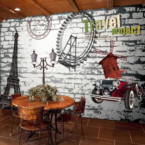 Dropship FCustom Photo Wallpaper European Style Nostalgic Cafe Restaurant Wall Mural Wallpaper Lobby Wallpaper Custom Mural