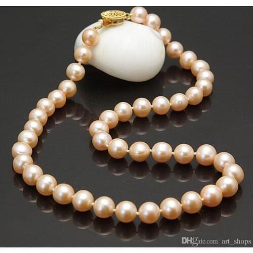 S271 Mothers 9-10mm pink fresh water cultured pearl necklace