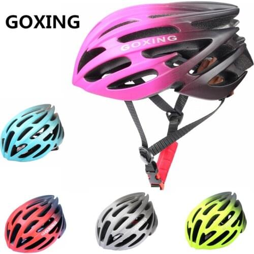 GOXING Ultralight Road Bicycle Helmet Red 200g Bike Helmet Cycling Outdoor Safety Sport Cap Ciclismo men women size M 54~60cm E