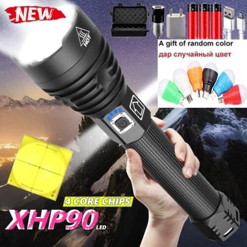 9000LM 2020 Latest Powerful XHP90.2 LED Flashlight Zoom Torch XHP70 USB Rechargeable Waterproof Lamp use 18650 26650 Camping