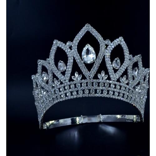 Rhinestone Crowns Tiaras Lager Adjustable Miss Pageant Queen Bridal Wedding Princess Party Prom Night Clup Show Hairwear 00022
