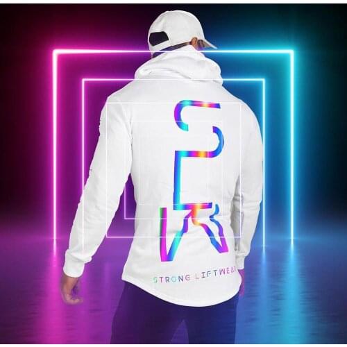 Spring Running Jogging Reflective Hoodie Mens Jacket Long Sleeve Sweater Fitness Training Clothes Printing Colorful Fashion Spo