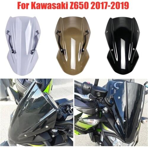 For Kawasaki Z650 Z 650 Z-650 2017 2018 2019 WindScreen Windshield Shield Screen Visor Wind Deflector with Bracket Double Bubble