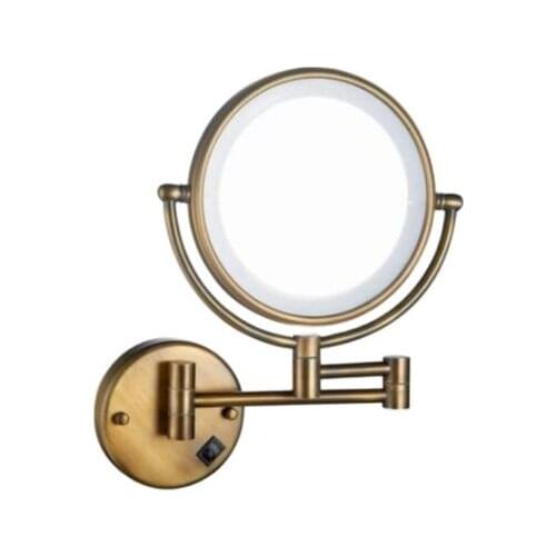 Qianli Mirror Industry Ultra-thin LED lamp antique mirror double-sided magnification wall-mounted folding telescopic mirror make