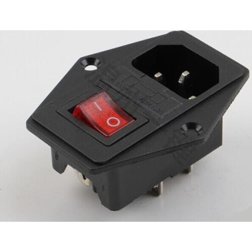 High quality Black Red AC 250V 10A 3 Terminal Power Socket with Fuse Holder NEW 4