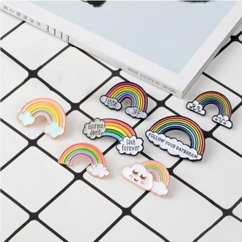 High quality Pride Rainbow Clouds Brooch Intersex Enamel Pins Cute Heart Gay Brooches Badge Denim Jackets Jewelry for Kids Women