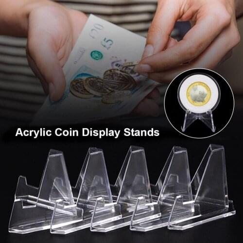 12 PCS Mini Clear Acrylic Coin Display Stands 2.36 Inches Tall Coin Display Easel for Collection Appraisal Supplies