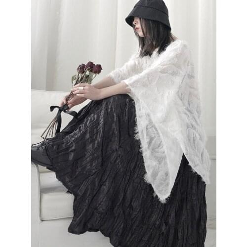 Lady summer new loose personality design sense popular irregular Japanese department casual large short-sleeved T shirt