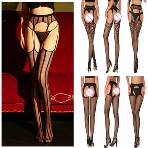 8 Styles Sexy Lingerie Mesh Lace Stockings Women Black Fish Net Stockings Elastic Thigh High Transparent Stocking