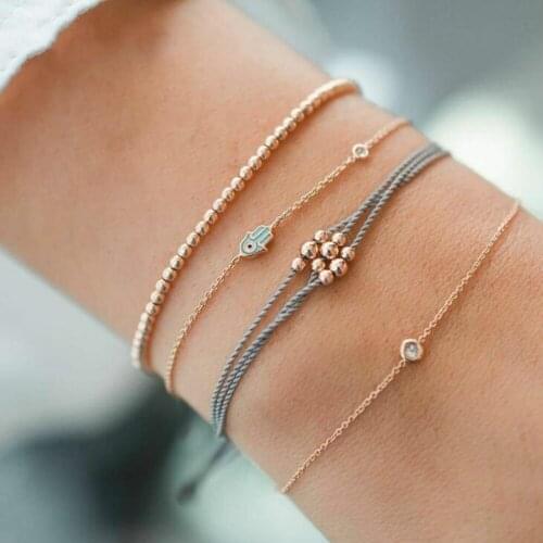 Gold color Bohemian Handmade Weave hand eye beads Bracelet Sets Women 2019 New Rope Chain Bracelets Retro Jewelry Accessories