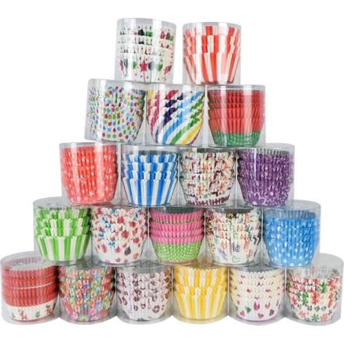 100pcs Assorted Pattern Cupcake Paper Liners Muffin Cases Cake Forms Baking Tray Kitchen Accessories Pastry Mold Decor Tools
