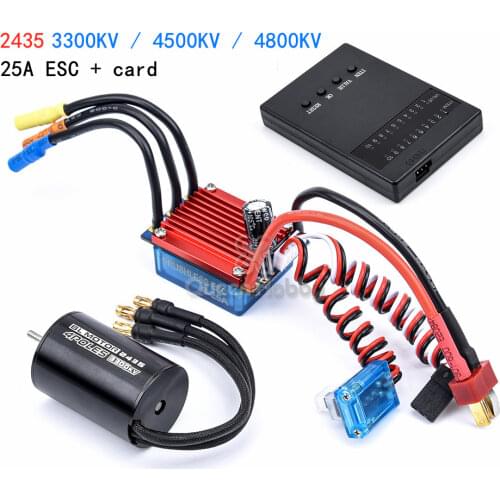 2435 3300KV 4500KV 4800KV / 2430 5800KV 7200KV Brushless Motor + 25A ESC w/ Programmer Card for 1/18 & 1/16 RC Car