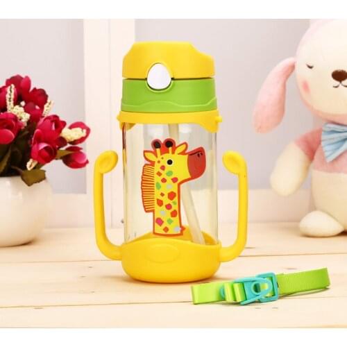 400ml Baby Bottle Kids Cup PP Sippy Children Training Cups Cute Baby Drinking Water Straw Handle Feeding Bottle Protect Teeth