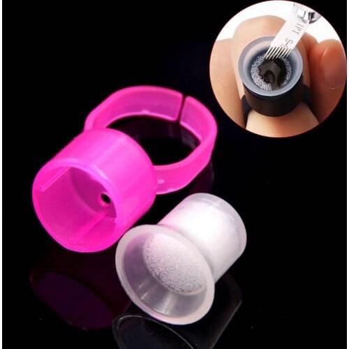 50pcs Microblading Pigment Glue Ink Rings Sponge Cups Cpas Permanent Makeup Tattoo Ink Holder Pink