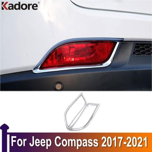 Car-styling For Jeep Compass 2017 2018 2019 2020 2021 Car Rear Fog Light Cover Trim Chrome Frame Strips Exterior decoration