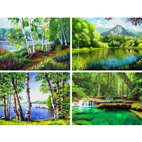 AZQSD 5d Diamond Painting Birch Forest Diamond Embroidery Landscape Handmade Picture Of Rhinestones Gift Home Decor