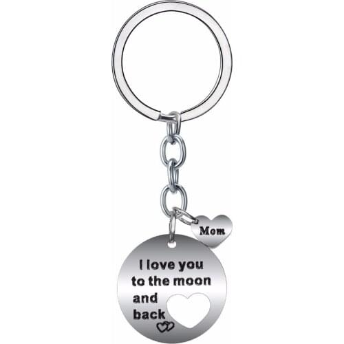 Mom Mommy Heart Key Chain Love You To The Moon And Back Keyring Family Mothers Day Gifts Stainless Steel Keychain Charms Jewelry