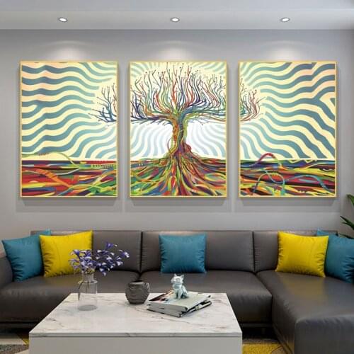 Colorful Tree Abstract Canvas Painting on The Wall Canvas Posters and Prints Modern Wall Art Picture for Living Room Home Decor