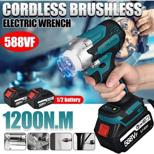 Upgrade 588V Brushless Cordless Electric Impact Wrench 4 Speed Rechargeable 1/2 inch Wrench Power Tools with 1/2 Battery