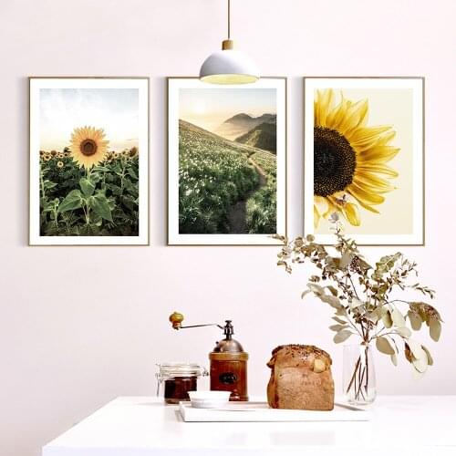 Sunflower Picture Home Decor Nordic Canvas Painting Beautiful Plant and Flower Wall Art Posters and Print for Living Room
