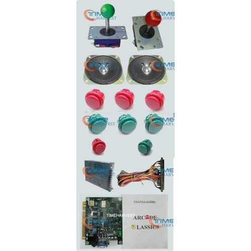 1set Arcade parts Bundles kit With 60 in 1PCB,16A Power Supply,Red long/short Joystick,button,Harness,Speaker for Arcade Machine