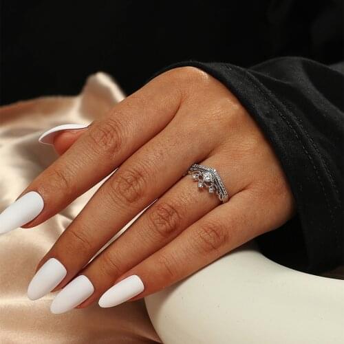 MANGOSKY CZ Crown Ring wedding ring rose gold for women free shipping