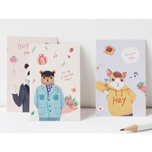 Multi-use 5.2*8cm 54pcs Mini Card animal friends print Scrapbooking party invitation cards valentine Christmas